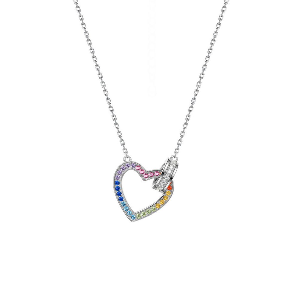 Radiant Rainbow Heart Pendant Necklace-1